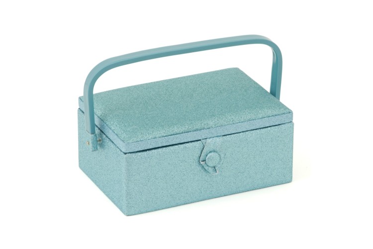 Sewing Box - Small - Aqua Glitter