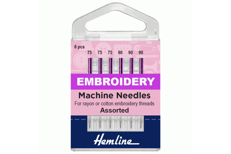 Sewing Machine Needles, Embroidery, Assorted, 6 Pieces