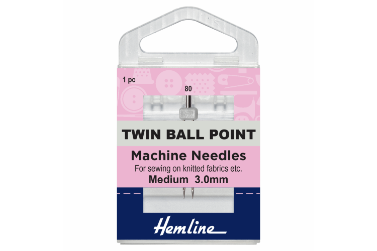 Sewing Machine Needles Twin Ball Point 80/12, 3mm 1 Piece
