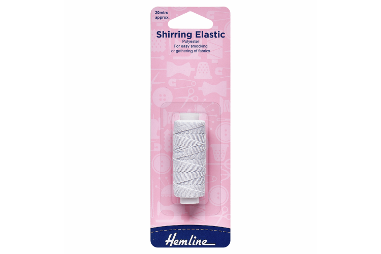 Shirring Elastic, Polyester White
