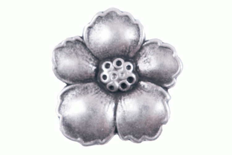 Silver Novelty Flower Metal, 25mm Shank Button