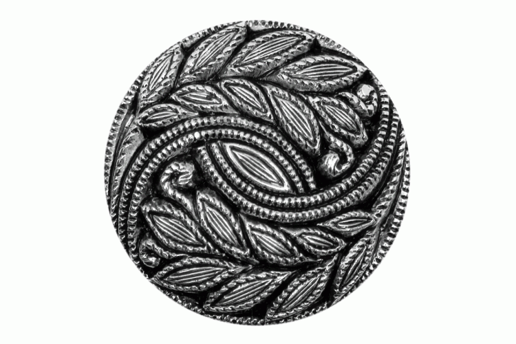 Silver Resin, 15mm Embossed Leaf Shank Button