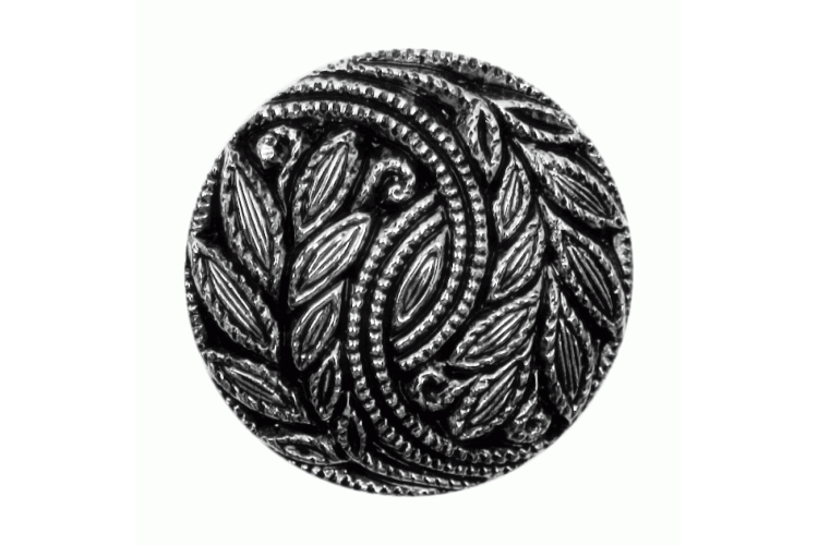 Silver Resin Embossed Leaf, 20mm Shank Button
