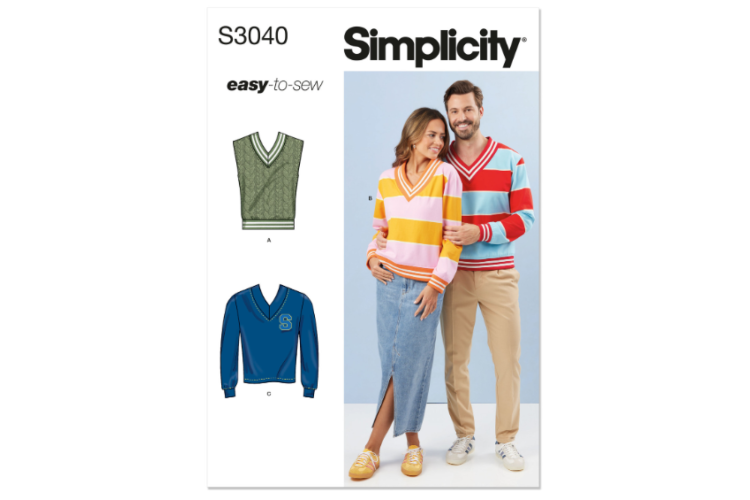 Simplicity S3040 Unisex Knit Vest and Tops