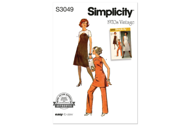 Simplicity S3049 1970s Misses' Dress, Tunic and Pants