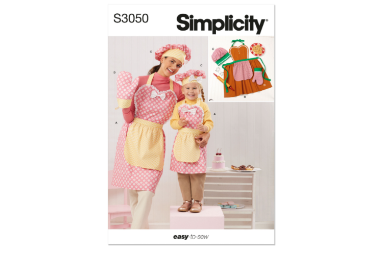 Simplicity S3050 Children's and Misses' Apron, Mitts and Hat