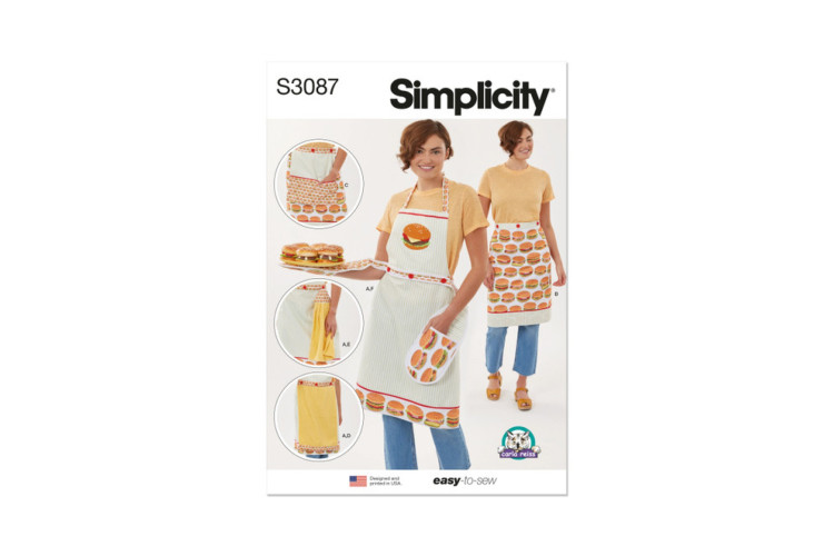 Simplicity S3087 Aprons in Sizes S-M-L and Kitchen Accessories by Carla Reiss