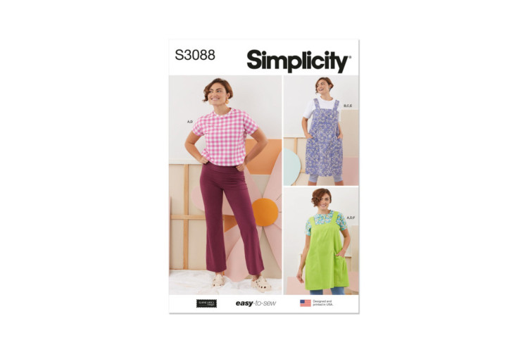 Simplicity S3088 Misses' Tops, Pants and Apron Dresses by Elaine Heigl Designs