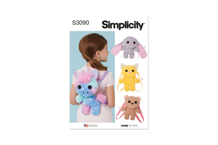 Simplicity S3090 Animal Mini Backpacks
