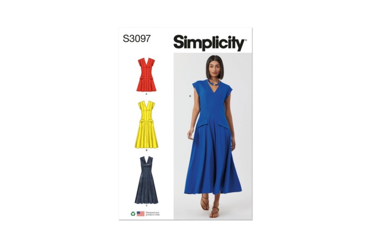 Simplicity S3097 Misses' Dress with Length and Sleeve Variations 