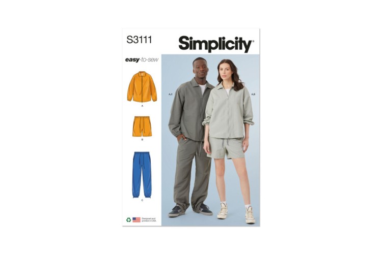 Simplicity S3111 Unisex Jacket, Shorts and Pants