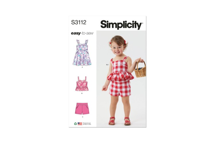 Simplicity S3112 Toddlers' Dress, Top and Shorts