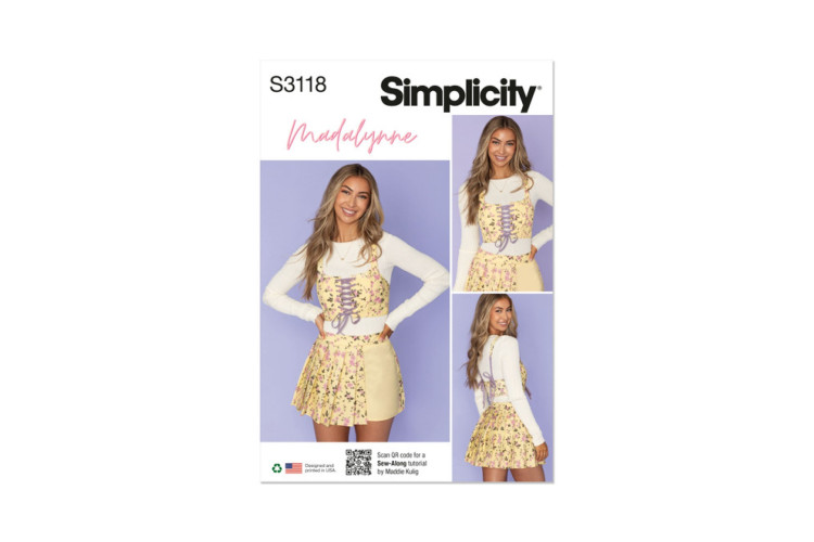 Simplicity S3118 Misses' Cropped Corset and Skort by Madalynne, Madalynne Intimates