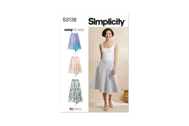 Simplicity S3138 Misses' Godet Skirt in Two Lengths