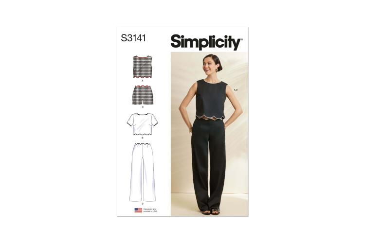 Simplicity S3141 Misses' Scalloped Tops, Shorts and Pants