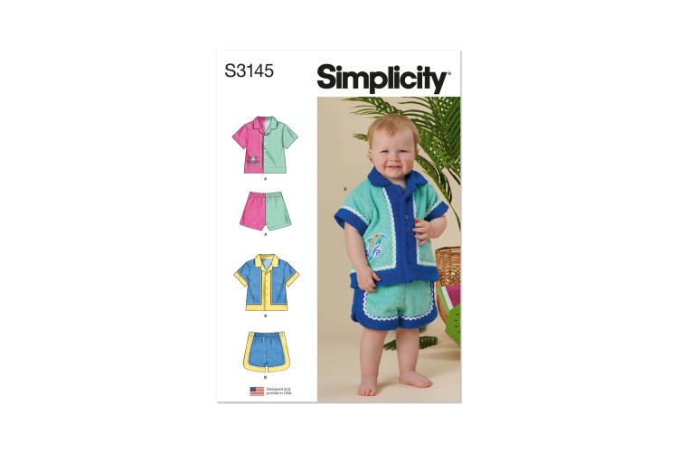 Simplicity S3145 Babies' Contrast Shirt and Shorts