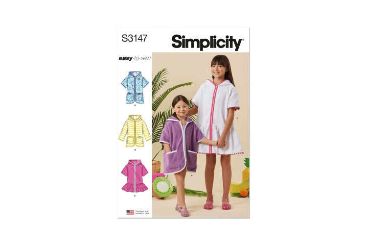 Simplicity S3147 Children's and Girls' Hooded Cover Up