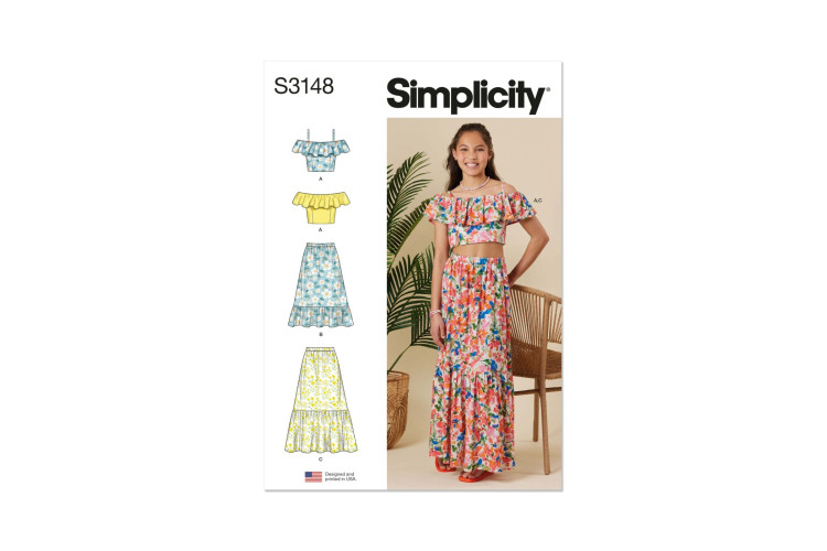 Simplicity S3148 Girls' Ruffle Top and Skirt