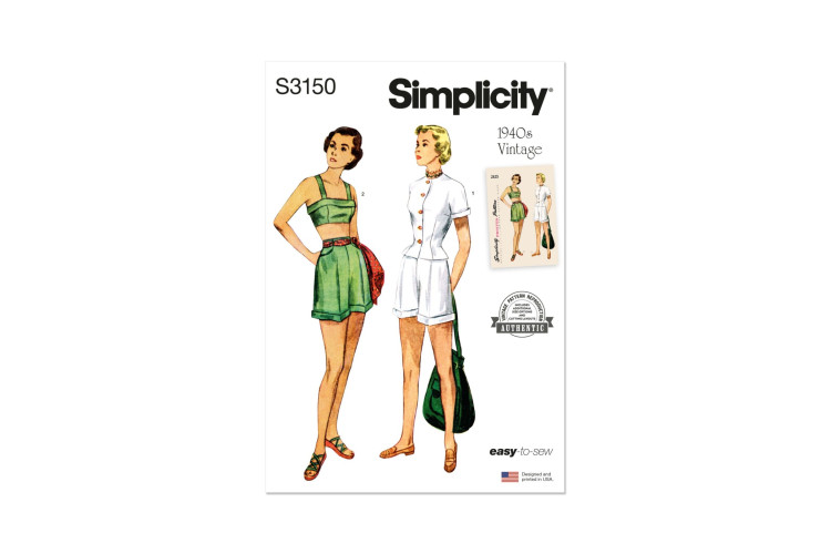 Simplicity S3150 - 1940s Misses' Jacket, Bra and Shorts