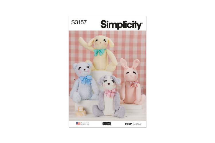 Simplicity S3157 Seated Plush Animals by Elaine Heigl Designs