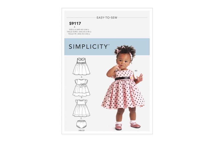 Simplicity S9117 Babies' Dresses, Panties & Headband