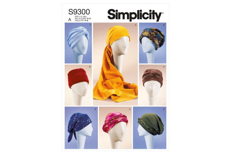 Simplicity S9300 Misses' Turbans, Headwraps & Hats