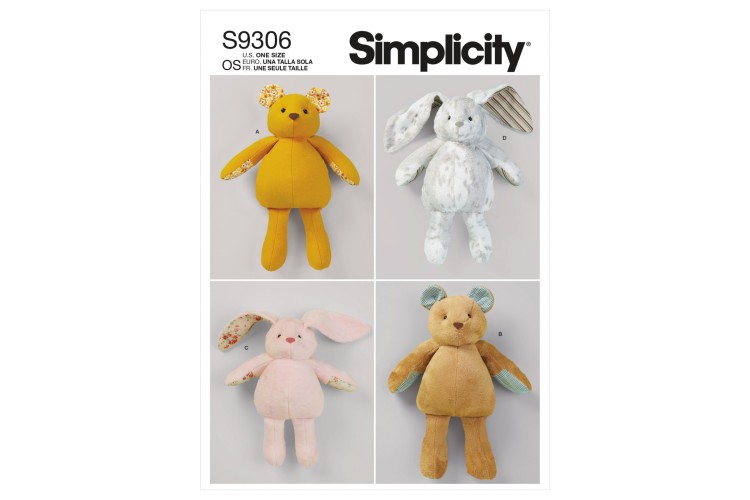 Simplicity S9306 Plush Bears & Bunnies in Two Sizes