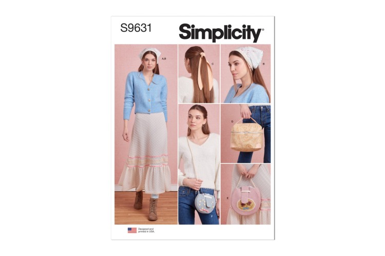 Simplicity S9631 Misses' Pettiskirt in Sizes XS to XL, Hair Accessories and Purse