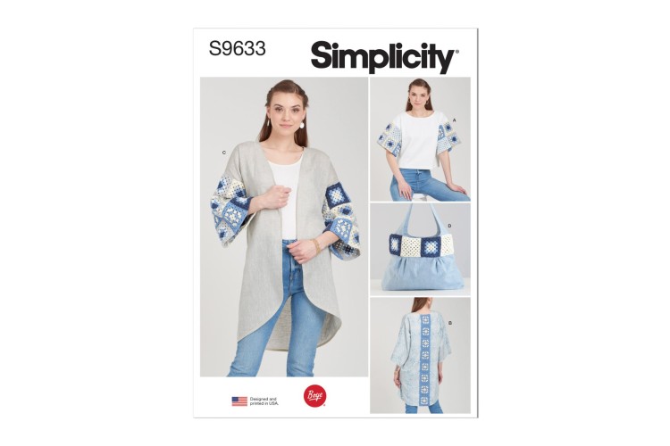 Simplicity S9633 Misses' Crochet and Sew Top, Jacket and Bag