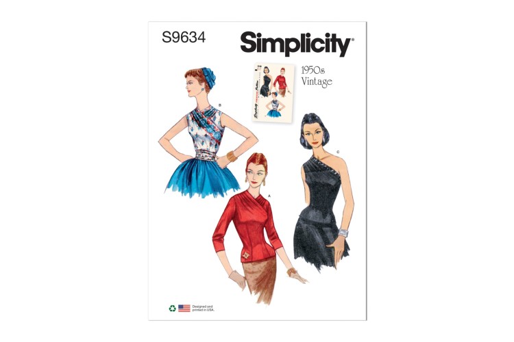 Simplicity S9634 Misses' Vintage Blouses and Cummerbund