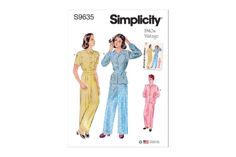 Simplicity S9635 Misses' Vintage Lounge Top and Trousers