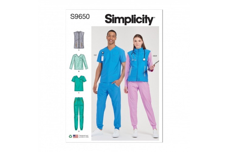 Simplicity S9650 Unisex Knit Scrubs