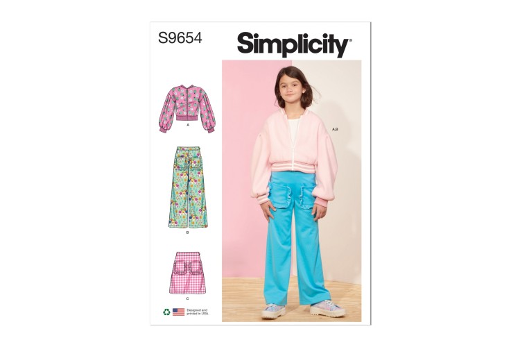 Simplicity S9654 Children's and Girls' Jacket, Trousers and Skirt