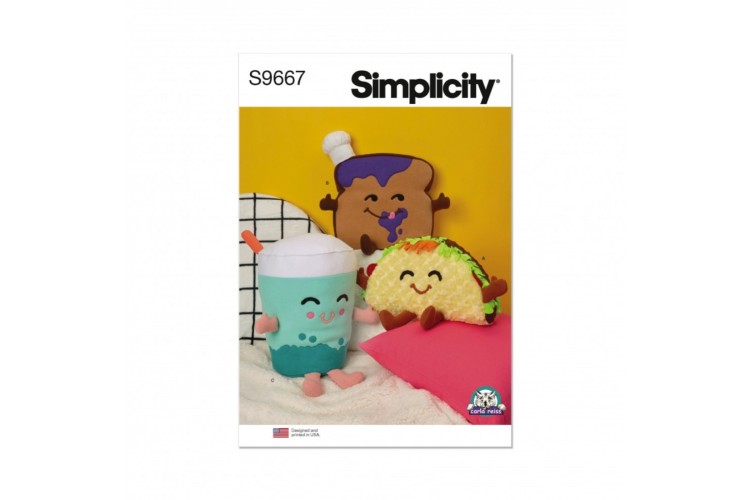 Simplicity S9667 Plush Taco, Toast and Bubble Tea by Carla Reiss