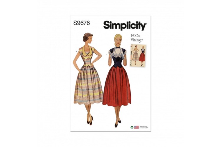 Simplicity S9676 Misses' Vintage Two-Piece Dresses