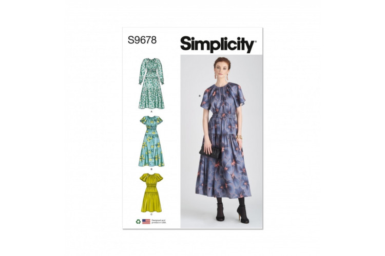 Simplicity S9678 Misses' Dress with Sleeve and Length Variations