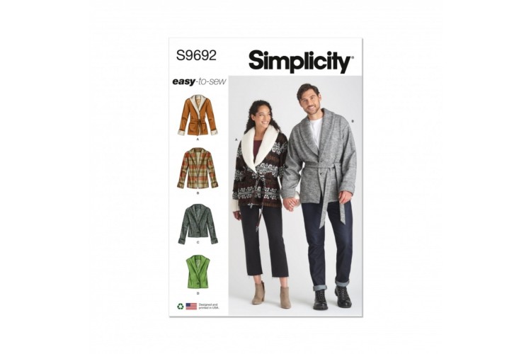Simplicity S9692 Unisex Jacket, Waistcoat, and Belt