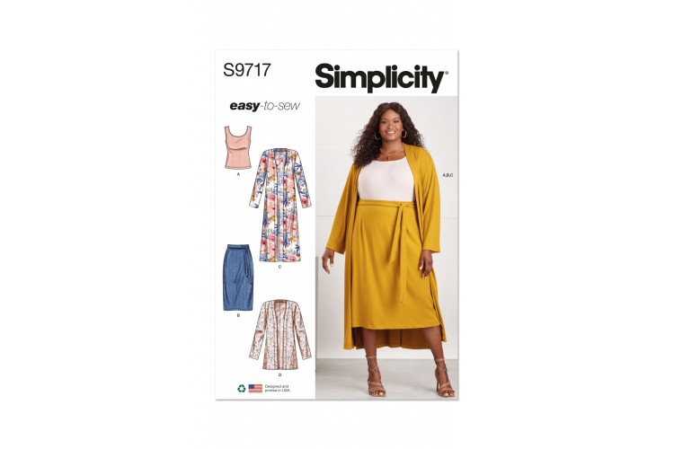 Simplicity S9717 Women's Co-ordinate Knit Top, Cardigan and Skirt