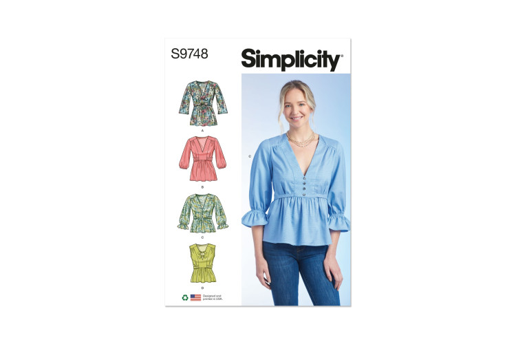 Simplicity S9748 Misses' Top with Sleeve Variations