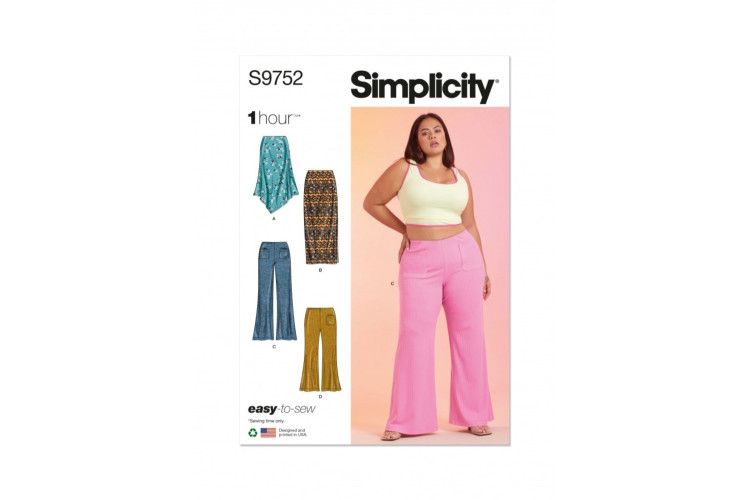 Simplicity S9752 Women's Knit Skirts and Pants in Two Lengths