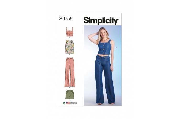 Simplicity S9755 Misses' Top, Skirt, Pants and Shorts
