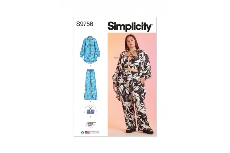 Simplicity S9756 Misses' and Women's Shirt, Pants and Halter Top for American Sewing Guild