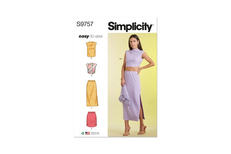 Simplicity S9757 Misses' Knit Top and Skirt in Two Lengths