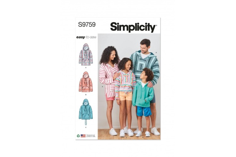 Simplicity S9759 Children's, Teens' and Adults' Hoodie