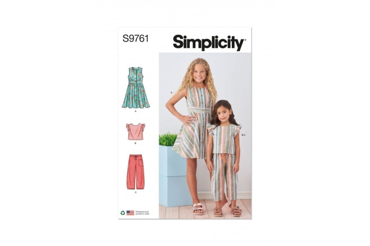 Simplicity S9761 Children's and Girls' Dress, Top and Pants