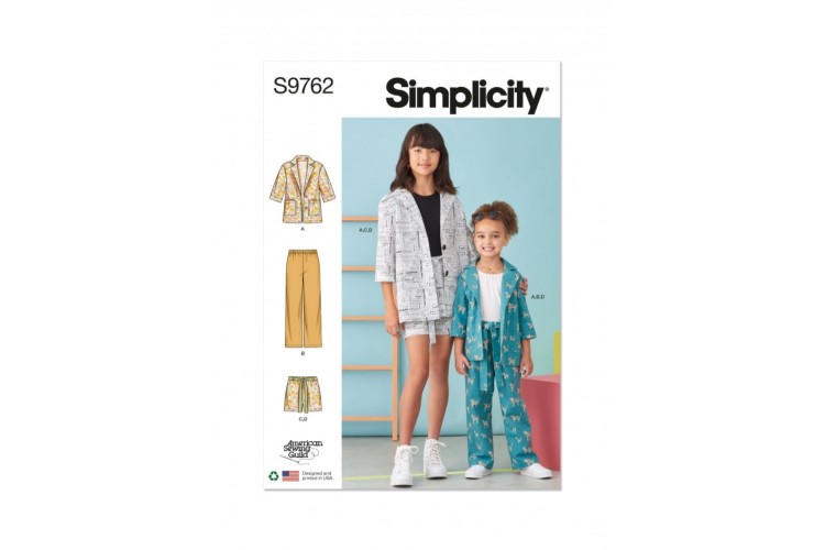 Simplicity S9762 Children's and Girls' Jacket, Pants and Shorts for American Sewing Guild
