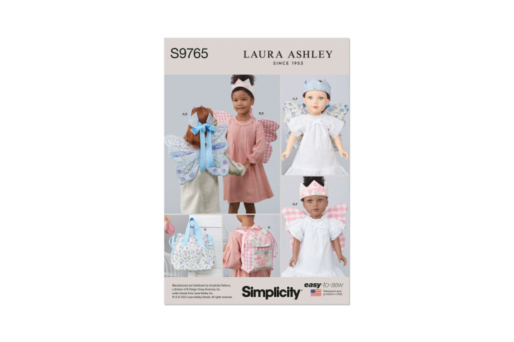 Simplicity S9765 Children's Wings in Sizes S-M-L, Crown, Tote, Backpack and Wings and Crown for Doll or Plush Animals by Laura Ashley
