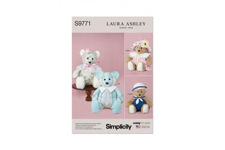 Simplicity S9771 Plush Bear with Clothes and Hats by Laura Ashley