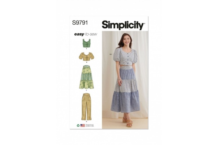 Simplicity S9791 Misses' Tops, Skirt and Trousers