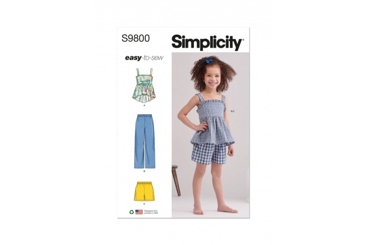 Simplicity S9800 Children's Top, Trousers and Shorts